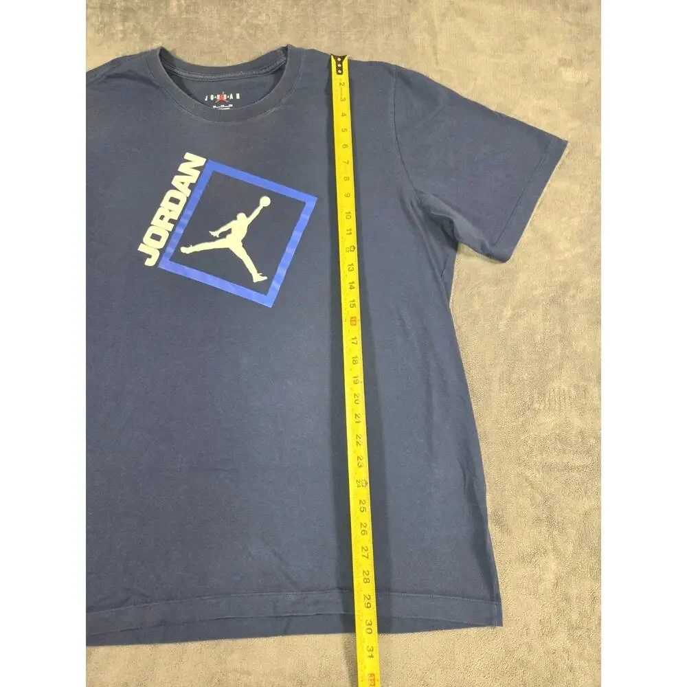 Jordan Size XXL Graphic Men's T-Shirt Blue Air Jordan Logo 100% Cotton C9